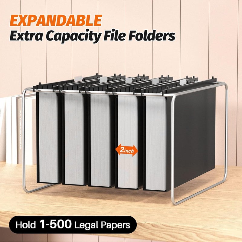 SHUTEX Extra Capacity Legal Size Plastic Hanging File Folders,12 Pack Reinforced Legal Size Hanging Folder with Heavy Duty 2 Inch Expansion,Filing Cabinet Folders,for Bulky Files, Medical Charts,Black - Image 3